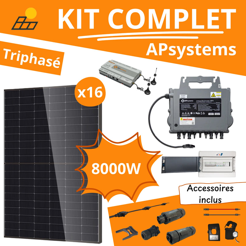 Kit Solaire Complet 8000W Triphasé - Micro-Onduleurs Apsystems QT2