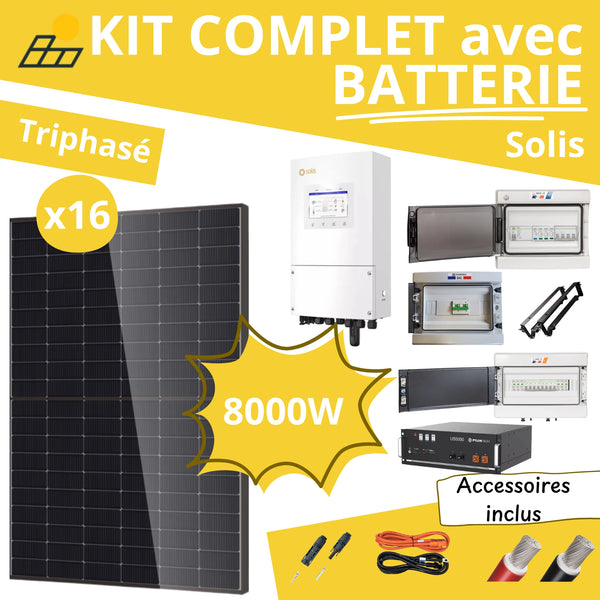 Kit Solaire Complet 8000W Triphasé - Solis + Batterie Pylontech 4.8kWh