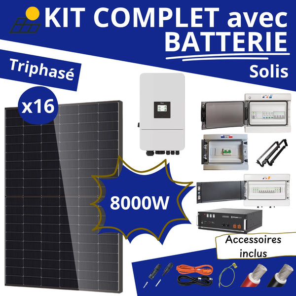 Kit Solaire Complet 8000W Triphasé - Deye + Batterie Pylontech 4.8kWh