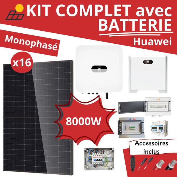 Kit Solaire Complet 8000W Monophasé + Batterie Huawei 5kWh