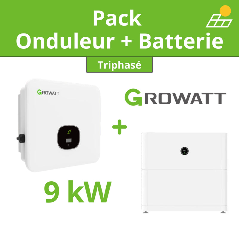 Pack Growatt Onduleur Hybride Triphasé 9kW & Batterie Growatt 5,12kWh