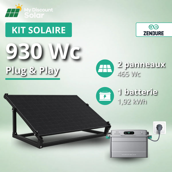 Kit Plug & Play 930W avec 1,92kWh de stockage - Panneaux bifacial + Batterie Zendure SolarFlow 800 Plus