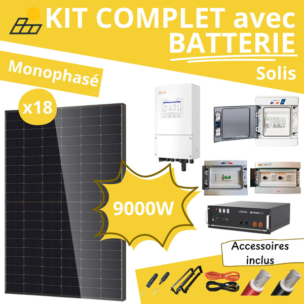 Kit Solaire Complet 9000W Monophasé - Solis + Batterie Pylontech 4.8kWh