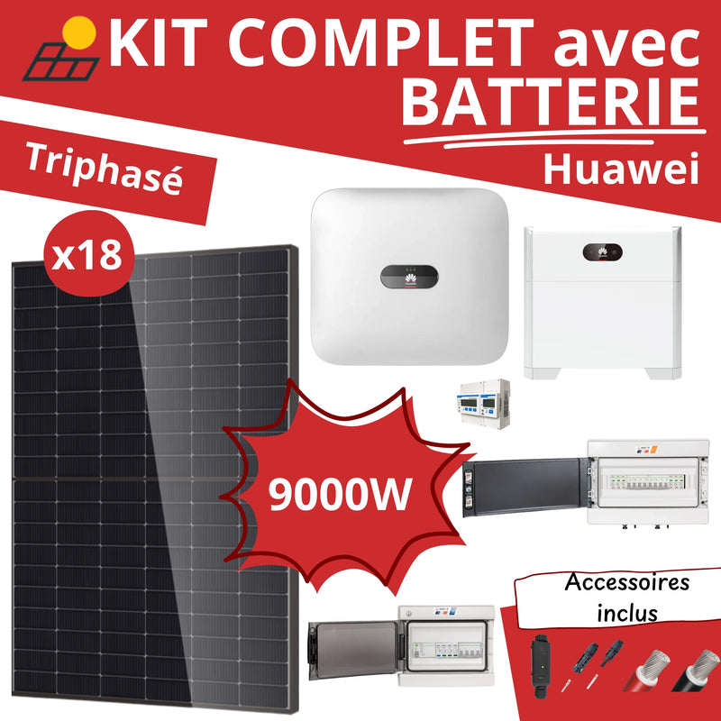 Kit Solaire Complet 9000W Triphasé + Batterie Huawei 5kWh
