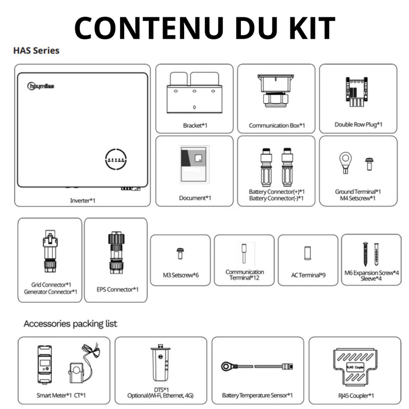 Hoymiles - Onduleur à couplage CA 3kW Monophasé - HAS-3.0LV-EUG1