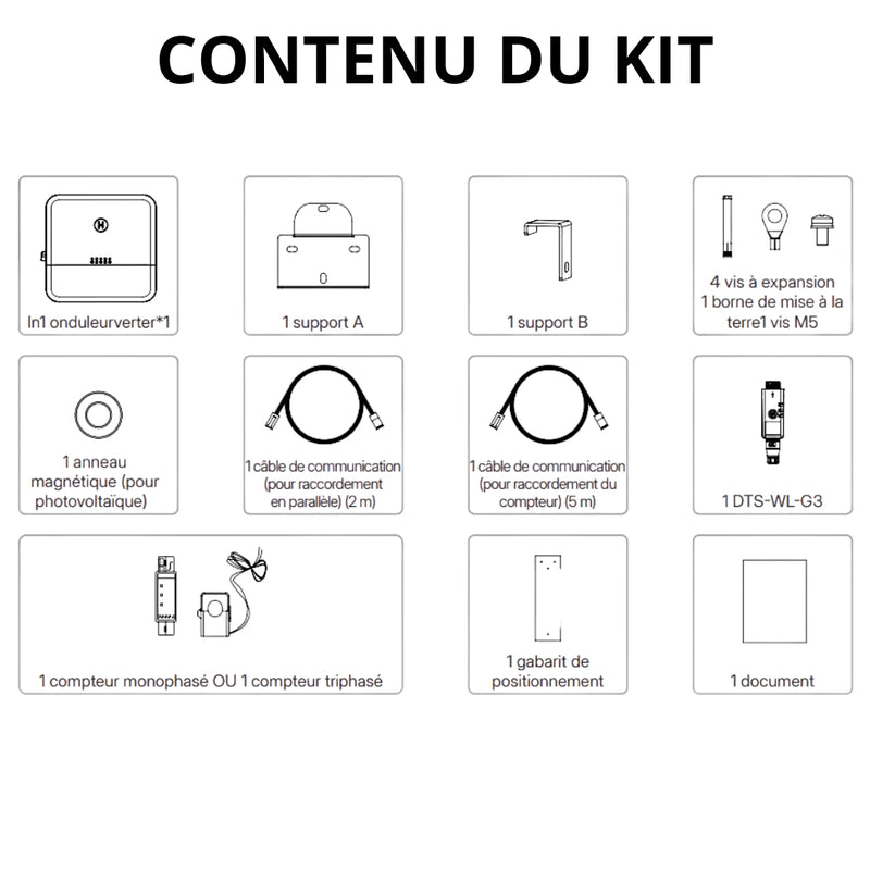 Contenu du kit Hoymiles Onduleur hybride monophasé