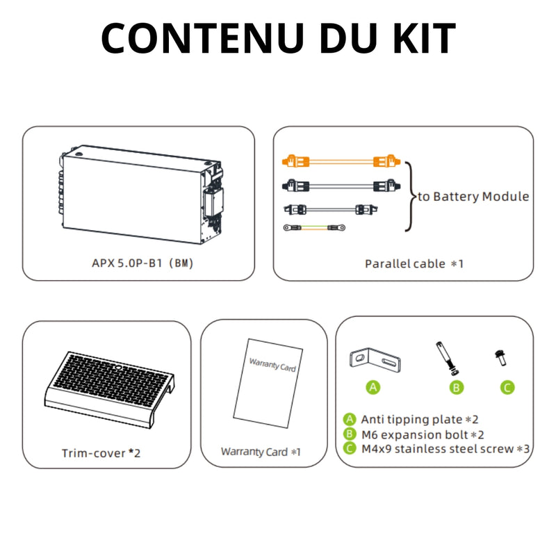 Growatt - Système de stockage triphasé complet Growatt APX - 5kWh à 20kWh - Série MOD/MID XH