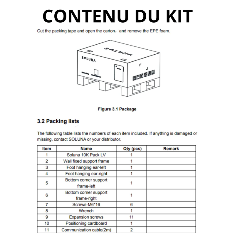 Soluna - Stockage de batterie basse tension 10K PACK LV