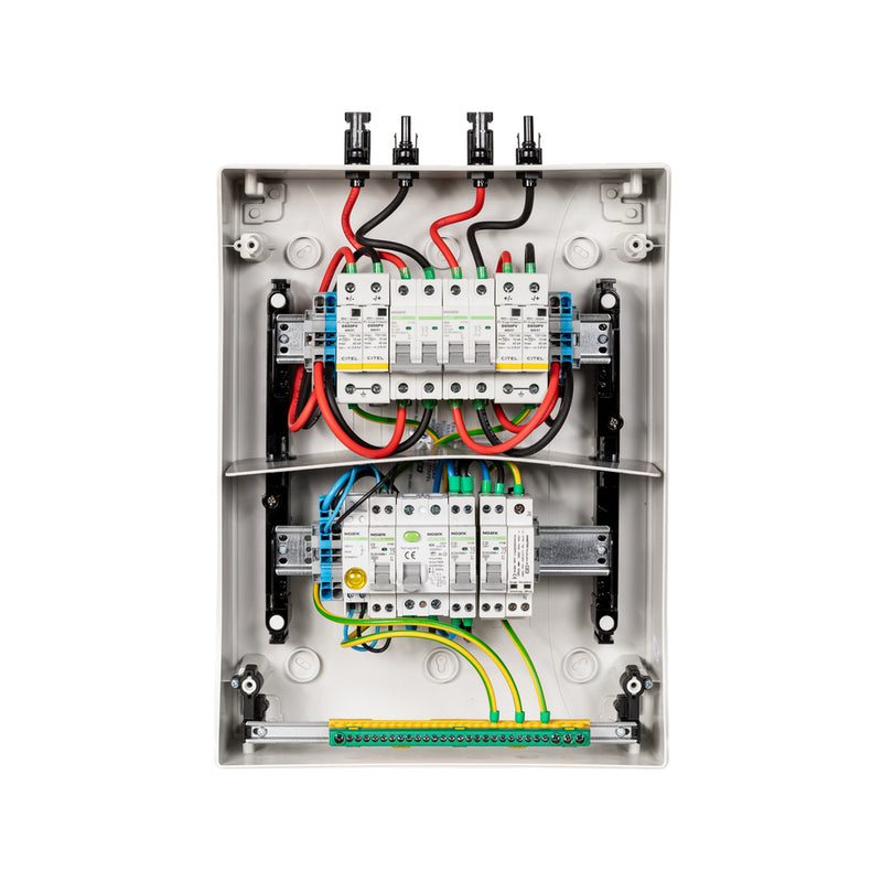 Coffret photovoltaïque AC/DC 6KW monophasé - 2 String - 1MPPT - Parafoudre AC - Diff 300mA