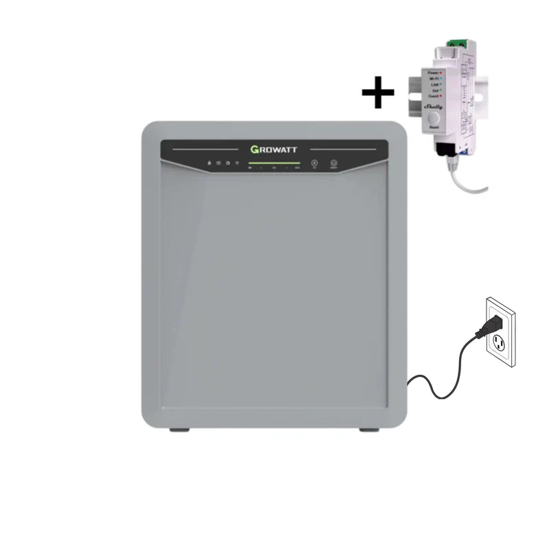 Growatt - Batterie Plug & Play 5kW - AURA 5000 + Shelly - Compteur universel Pro EM-50