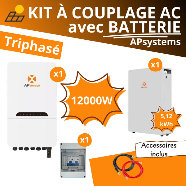 Kit à Couplage AC 12 kW Triphasé - APsystems + Batterie LiFePO4 5.12kWh