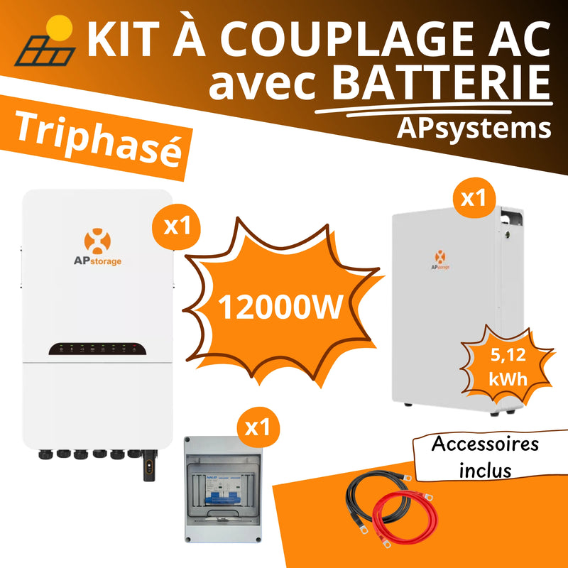 Kit à Couplage AC 12 kW Triphasé - APsystems + Batterie LiFePO4 5.12kWh