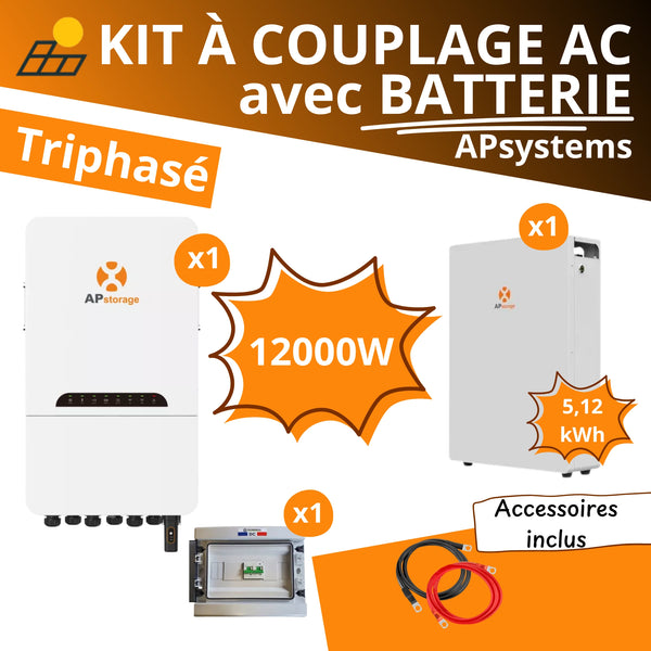 Kit à Couplage AC 12 kW Triphasé - APsystems + Batterie LiFePO4 5.12kWh