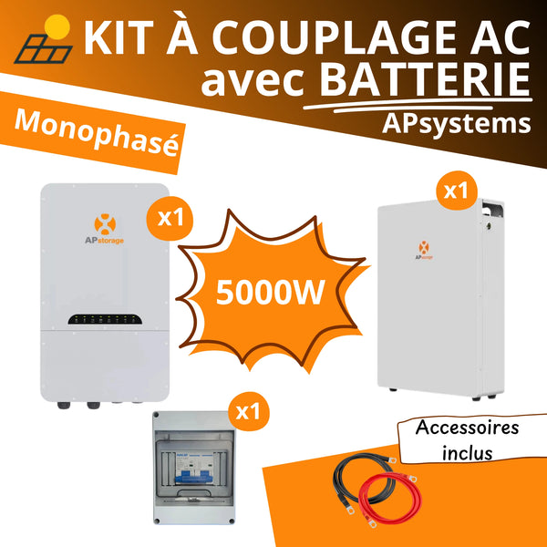 Kit à Couplage AC 5.0 kW Monophasé - APsystems ELS-5K + Batterie LiFePO4 5.12kWh