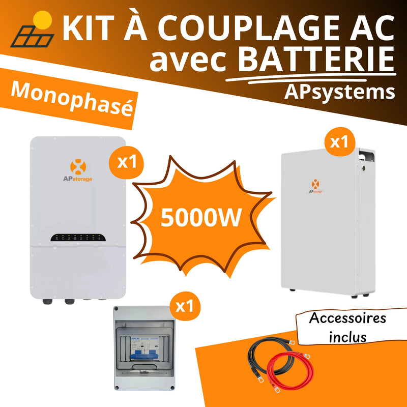Kit à Couplage AC 5.0 kW Monophasé - APsystems ELS-5K + Batterie LiFePO4 5.12kWh