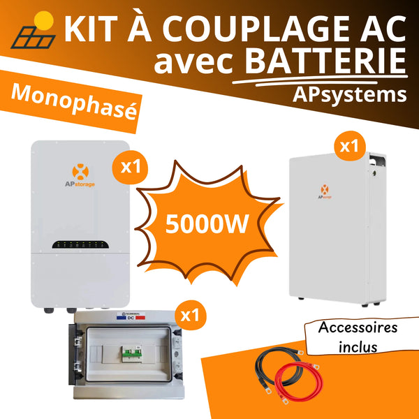 Kit à Couplage AC 5.0 kW Monophasé - APsystems ELS-5K + Batterie LiFePO4 5.12kWh