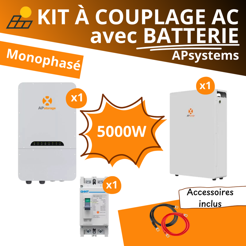 Kit à Couplage AC 5.0 kW Monophasé - APsystems ELS-5K + Batterie LiFePO4 5.12kWh