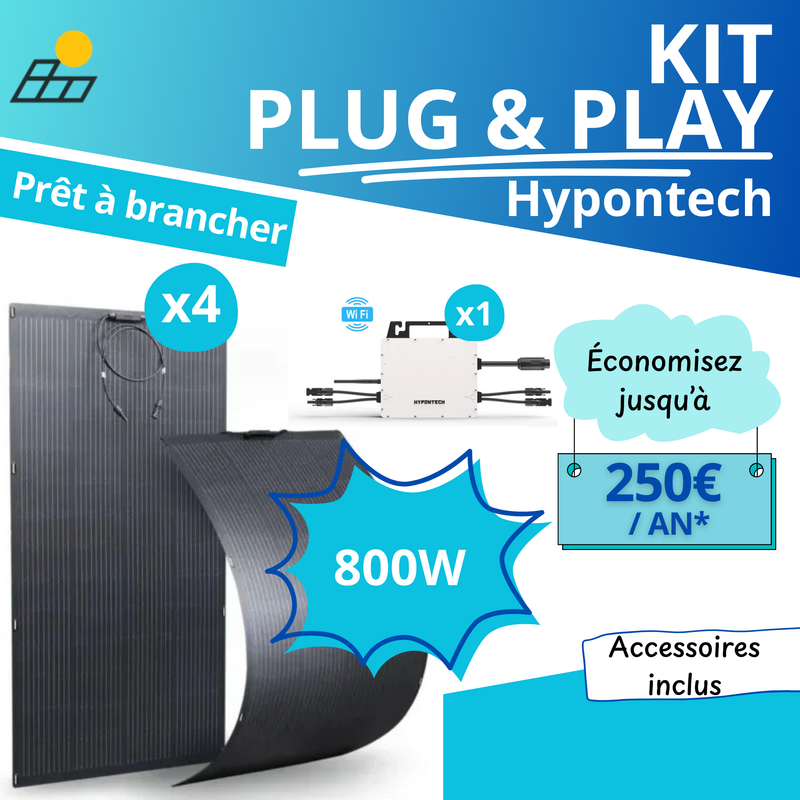 Kit pour balcon et camping-car - Panneaux solaires souple 800 W avec micro-onduleurs Hypontech