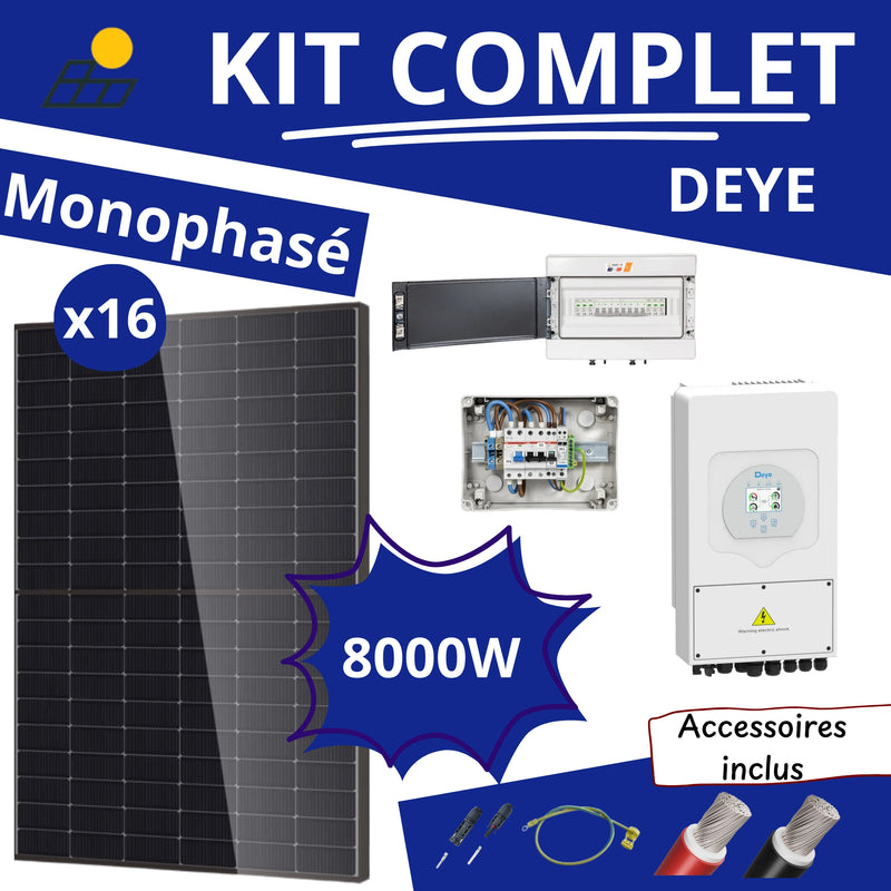 Kit Solaire Complet 8000W Monophasé Deye