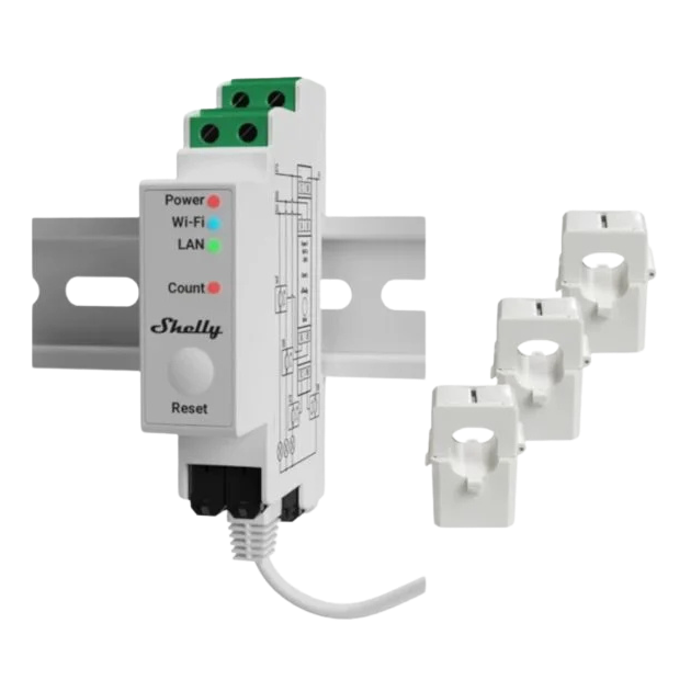 Shelly - Compteur triphasé Pro 3EM 120A avec Tores