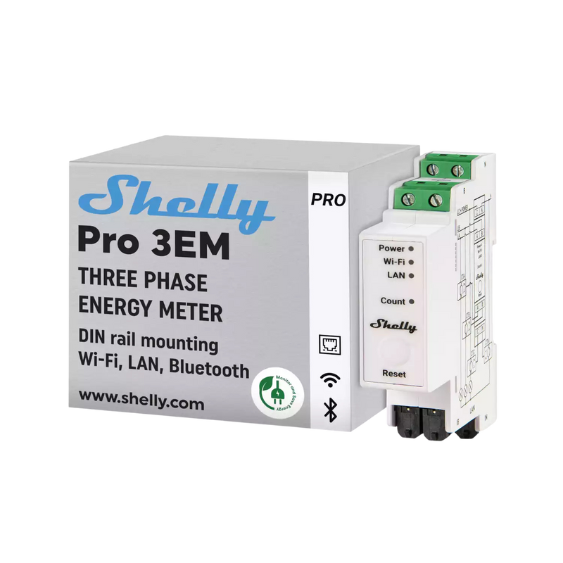 Shelly - Compteur triphasé Pro 3EM 120A avec Tores
