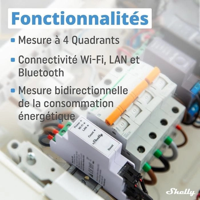 Shelly - Compteur triphasé Pro 3EM 120A avec Tores