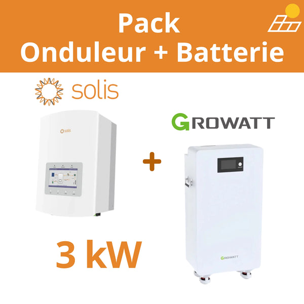 Pack Onduleur Hybride Solis 3kW & Batterie Growatt 16kWh