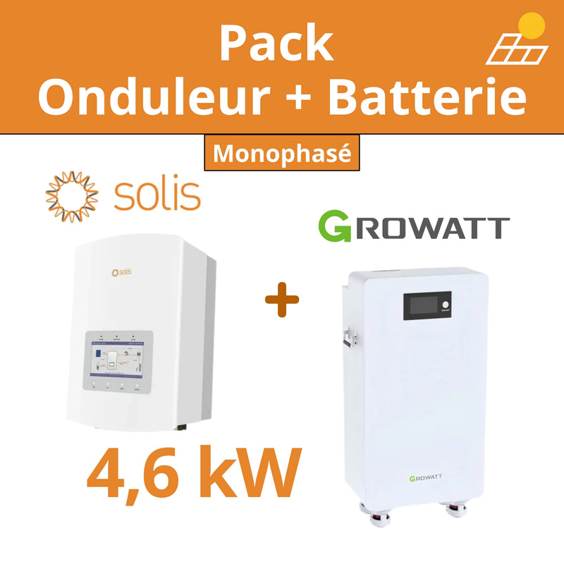Pack Onduleur Hybride Solis 4,6kW & Batterie Growatt 16kWh