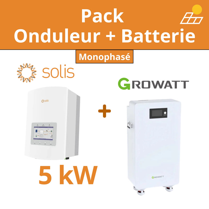 Pack Onduleur Hybride Solis 5kW & Batterie Growatt 16kWh