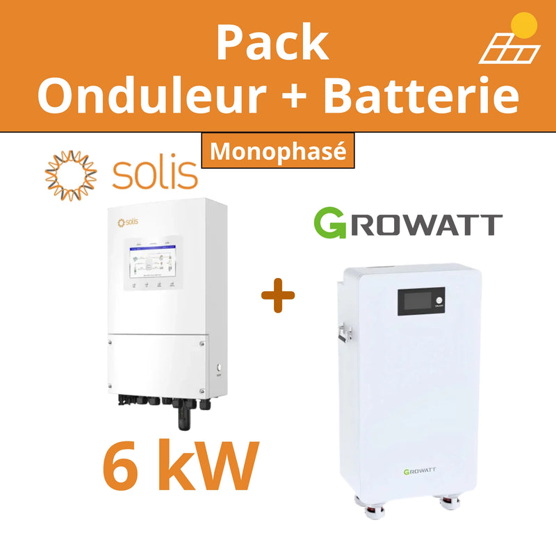 Pack Onduleur Hybride Solis 6kW & Batterie Growatt 16kWh