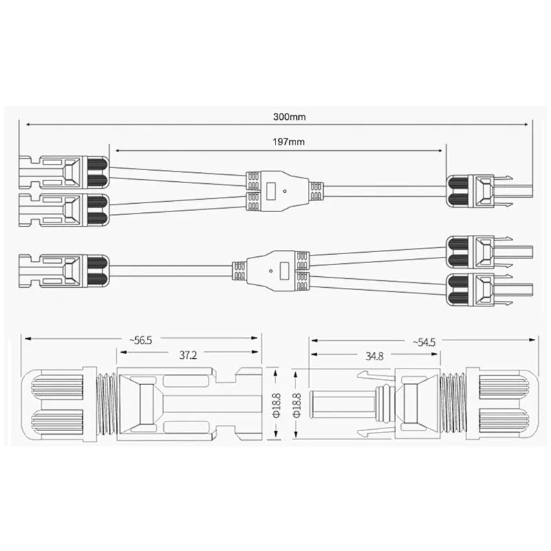 Connecteurs Solar Type Y, (1 à 2 Branches) pour panneaux solaires
