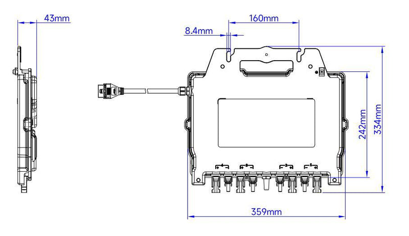 APsystems - Micro-onduleur triphasé 2000W – 4 entrées DC – QT2