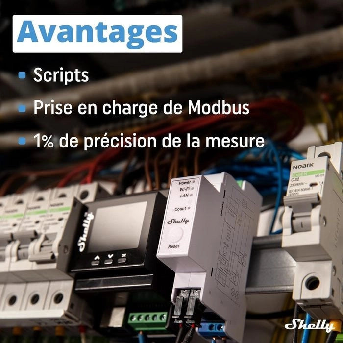Shelly - Compteur triphasé Pro 3EM 120A avec Tores