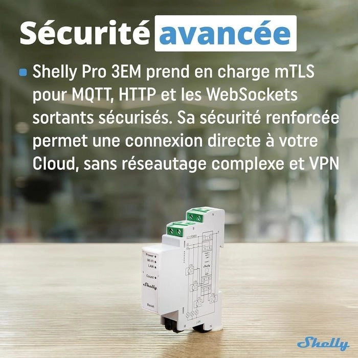 Shelly - Compteur triphasé Pro 3EM 120A avec Tores